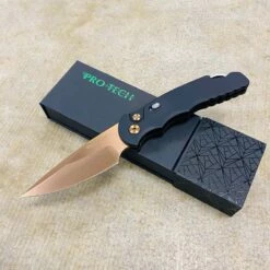 Protech TR-5 RG1 Tactical Response 5 Rose Gold Blade Black Handle With Safety And Glass Breaker Auto Knife
