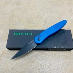 PROTECH 3407-BLUE Newport 3" Black Blade Dark Blue Handle Auto Knife