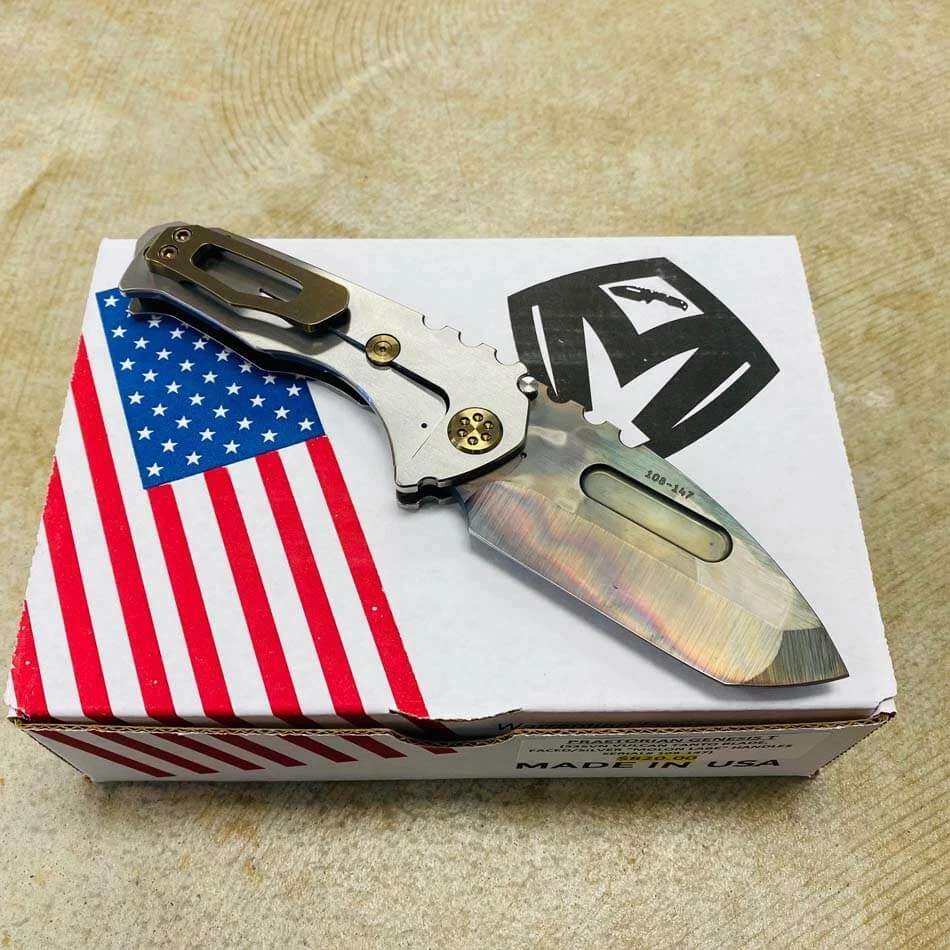 Medford Praetorian Genesis T 3V Vulcan 3.3" Tanto Silver Molon Labe Handle Knife Serial 108-147 - Image 5