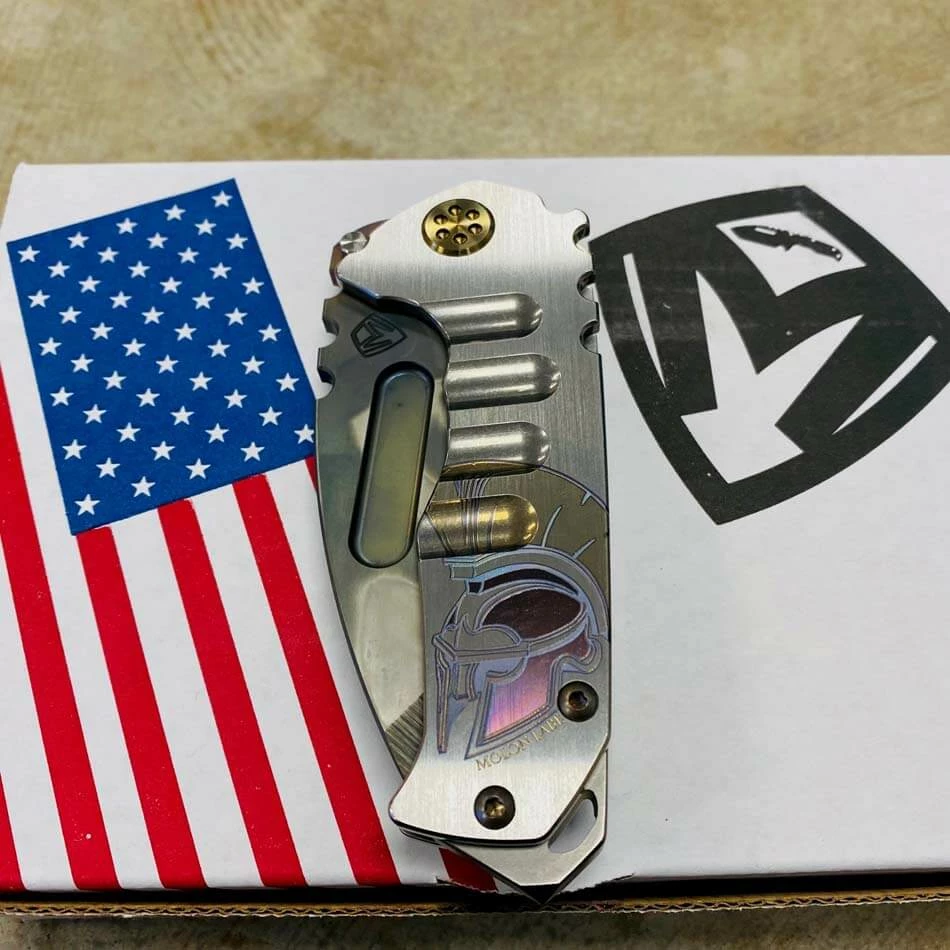 Medford Praetorian Genesis T 3V Vulcan 3.3" Tanto Silver Molon Labe Handle Knife Serial 108-147 - Image 8