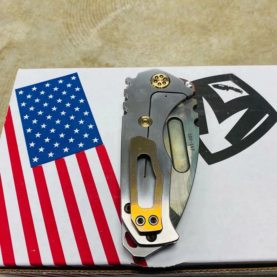 Medford Praetorian Genesis T 3V Vulcan 3.3" Tanto Silver Molon Labe Handle Knife Serial 108-147 - Image 9