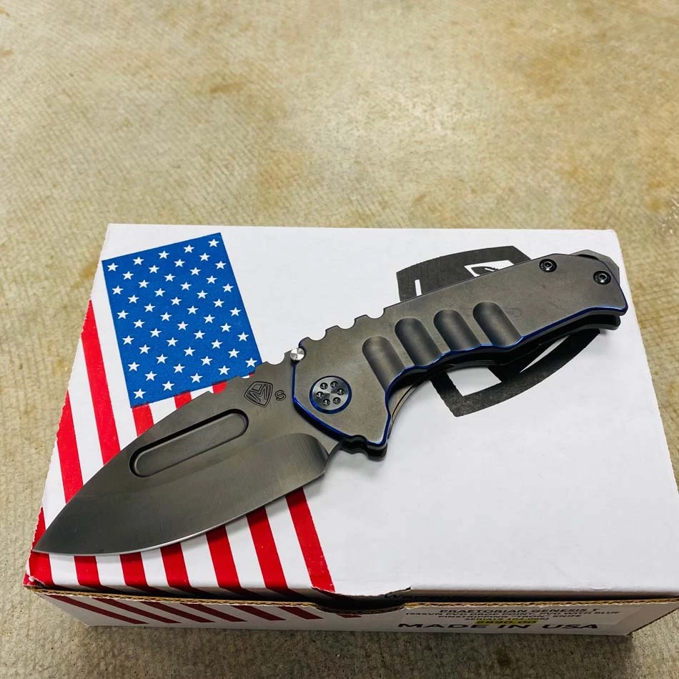 Medford Praetorian Genesis T S35VN 3.3" Drop Point PVD Handle Blue Pinstripping TRON Knife 104-066 - Image 2
