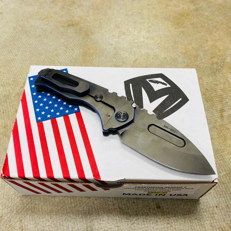 Medford Praetorian Genesis T S35VN 3.3" Drop Point PVD Handle Blue Pinstripping TRON Knife 104-066 - Image 5