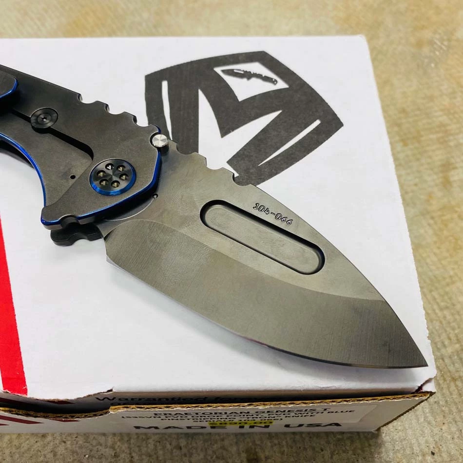 Medford Praetorian Genesis T S35VN 3.3" Drop Point PVD Handle Blue Pinstripping TRON Knife 104-066 - Image 6