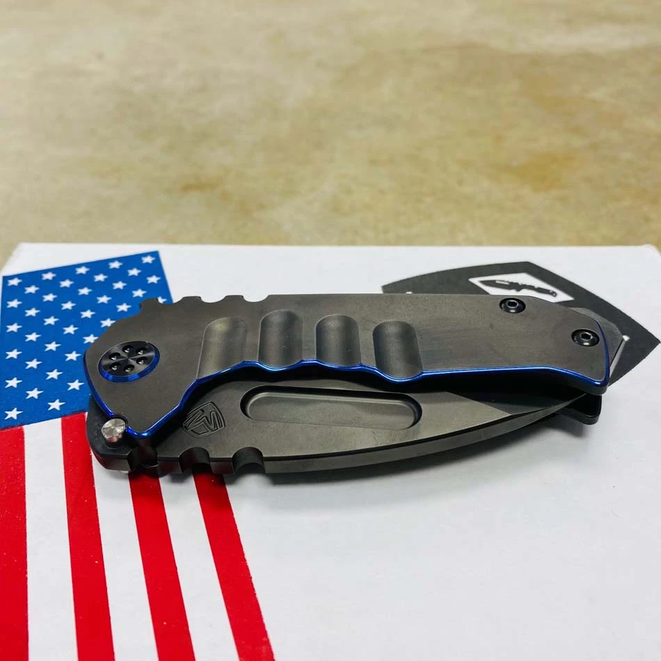 Medford Praetorian Genesis T S35VN 3.3" Drop Point PVD Handle Blue Pinstripping TRON Knife 104-066 - Image 8