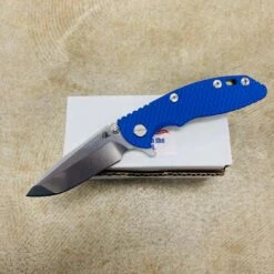 Rick Hinderer XM-18 3.0" Spanto, Tri-Way, STONEWASH BRONZE, Blue G10 Folding Knife