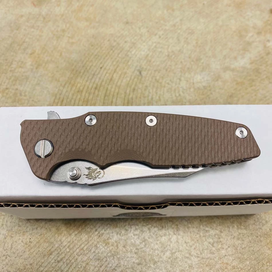 Rick Hinderer Eklipse 3.5" Wharncliffe CPM-20CV, Tri-Way, Stonewash Bronze, Flat Dark Earth G10 Folding Knife - Image 7