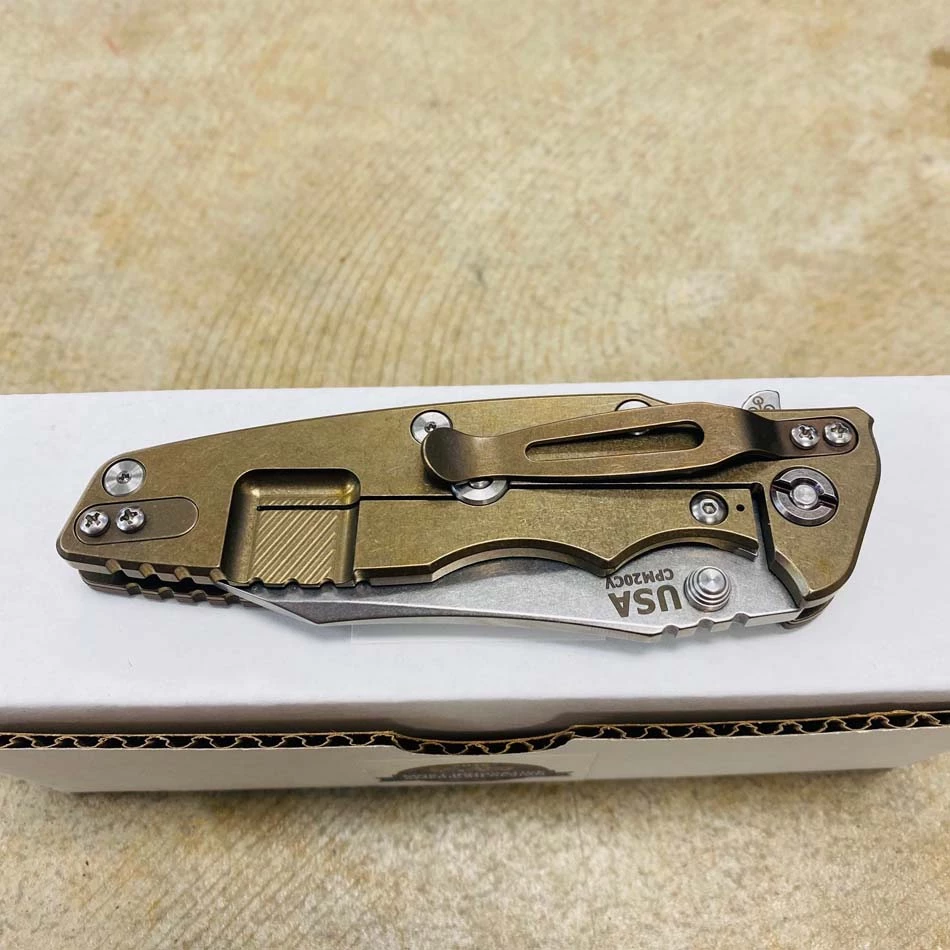 Rick Hinderer Eklipse 3.5" Wharncliffe CPM-20CV, Tri-Way, Stonewash Bronze, Flat Dark Earth G10 Folding Knife - Image 8