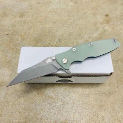Rick Hinderer Eklipse 3.5" Wharncliffe CPM-20CV, Tri-Way, Battle Blue, Translucent Green G10 Folding Knife