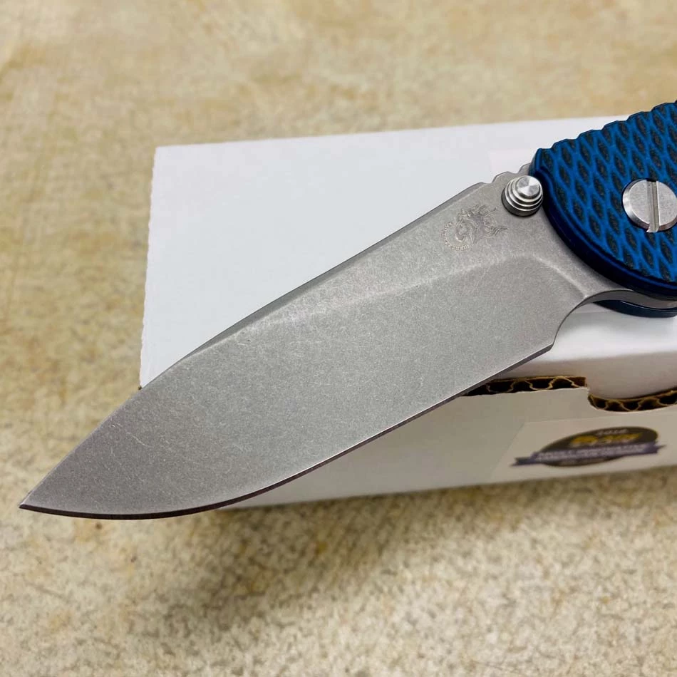 Rick Hinderer XM-18 3.5" Slicer Non-Flipper Working Finish S45VN Blade Tri-Way Battle Blue And Blue/Black G10 - Image 2