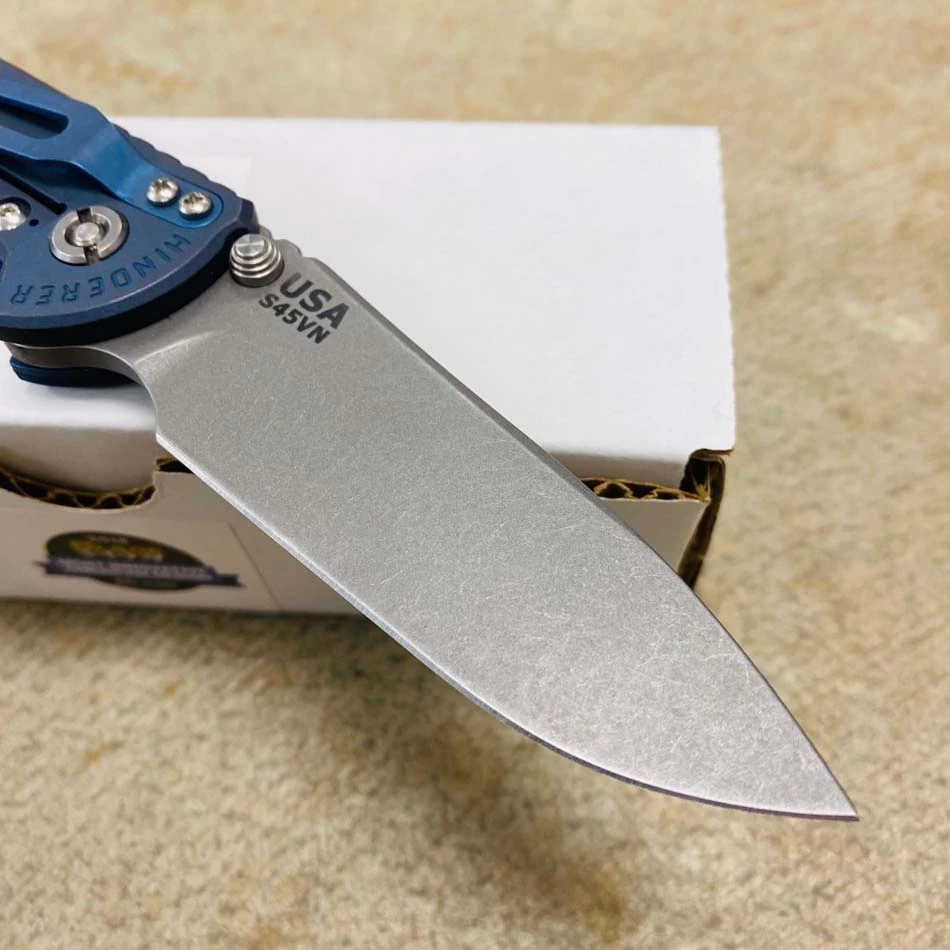 Rick Hinderer XM-18 3.5" Slicer Non-Flipper Working Finish S45VN Blade Tri-Way Battle Blue And Blue/Black G10 - Image 5