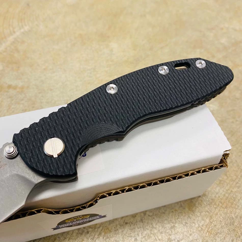 Rick Hinderer XM-18 3.5" Slicer Non-Flipper Working Finish S45VN Blade Tri-Way Battle Bronze Black G10 - Image 3