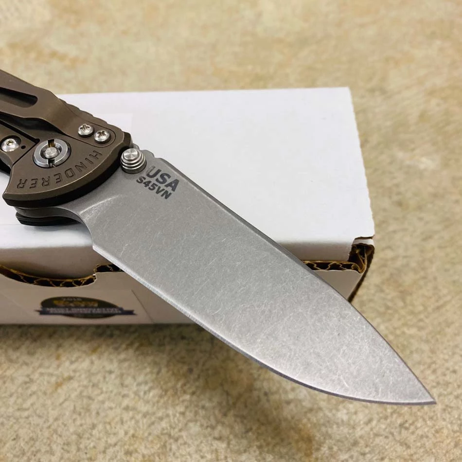 Rick Hinderer XM-18 3.5" Slicer Non-Flipper Working Finish S45VN Blade Tri-Way Battle Bronze Black G10 - Image 5
