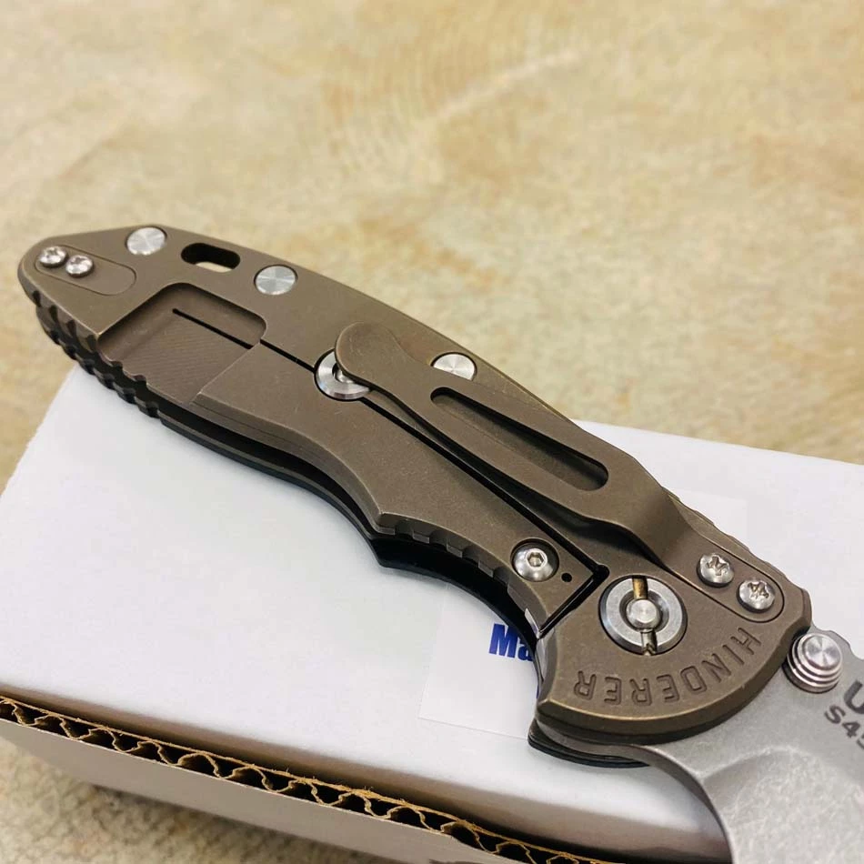 Rick Hinderer XM-18 3.5" Slicer Non-Flipper Working Finish S45VN Blade Tri-Way Battle Bronze Black G10 - Image 6