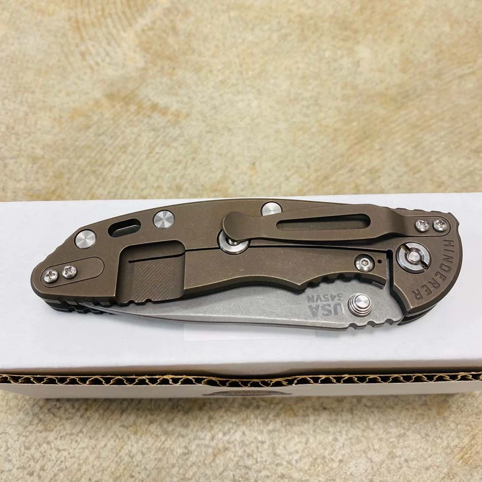 Rick Hinderer XM-18 3.5" Slicer Non-Flipper Working Finish S45VN Blade Tri-Way Battle Bronze Black G10 - Image 8