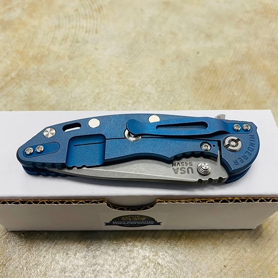 Hinderer XM-18 3.5" Spanto S45VN Stonewash Triway Battle Blue Blue/Black G10 Knife - Image 7