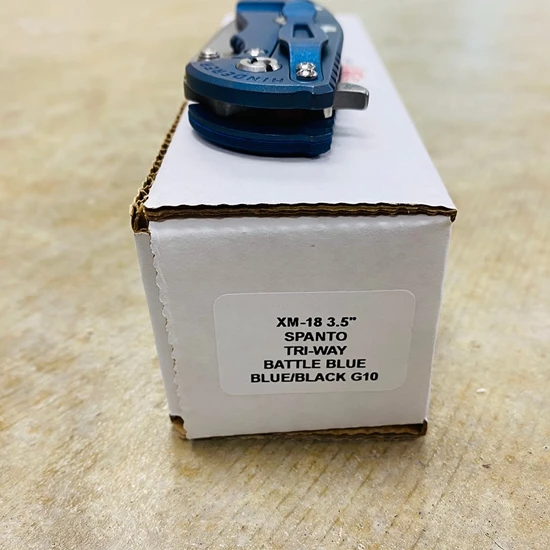 Hinderer XM-18 3.5" Spanto S45VN Stonewash Triway Battle Blue Blue/Black G10 Knife - Image 8