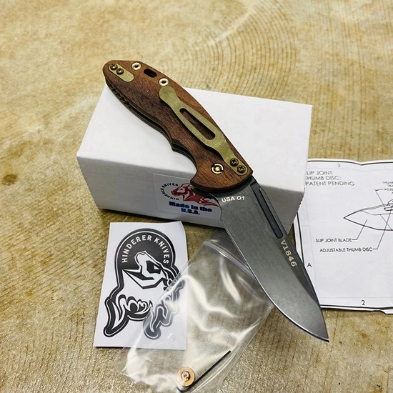 Rick Hinderer XM-Slippy 3" Spearpoint Vintage Slipjoint Smooth Walnut Knife Serial 1846 - Image 4