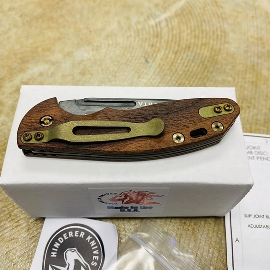 Rick Hinderer XM-Slippy 3" Spearpoint Vintage Slipjoint Smooth Walnut Knife Serial 1846 - Image 8